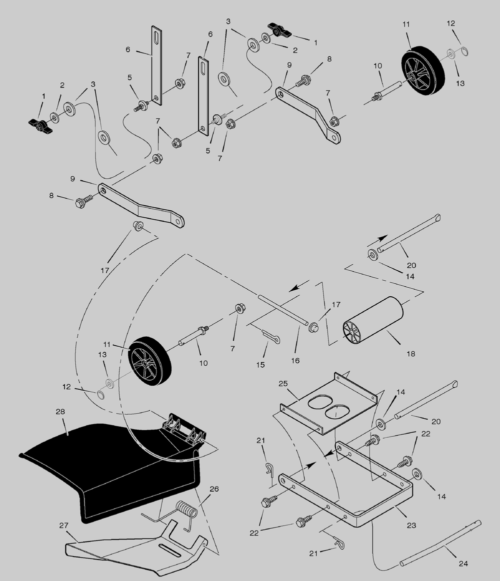 Mower Housing Suspension Diagram and Parts List for 461005X68A 2004 Briggs and Stratton Lawn Tractor